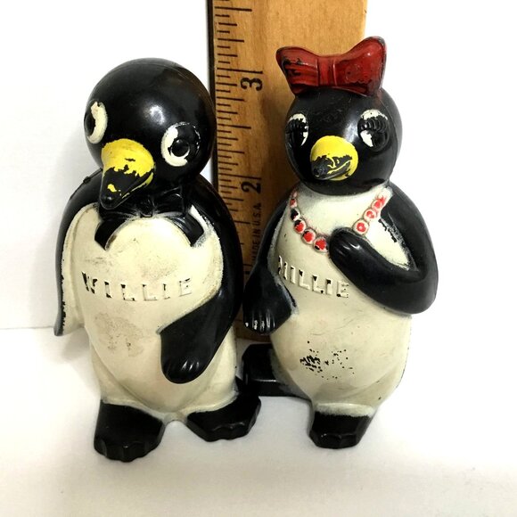 VTG Willie & Millie Penguin Salt Pepper Shakers F&F Works Ohio MCM 3" Cool - Picture 8 of 10